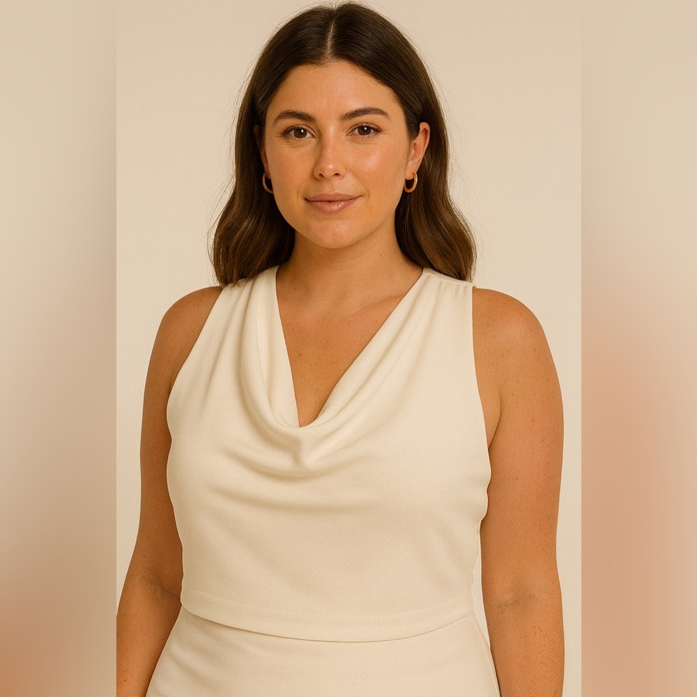 ZARA White Cowl Neck Crop Top – Size XL